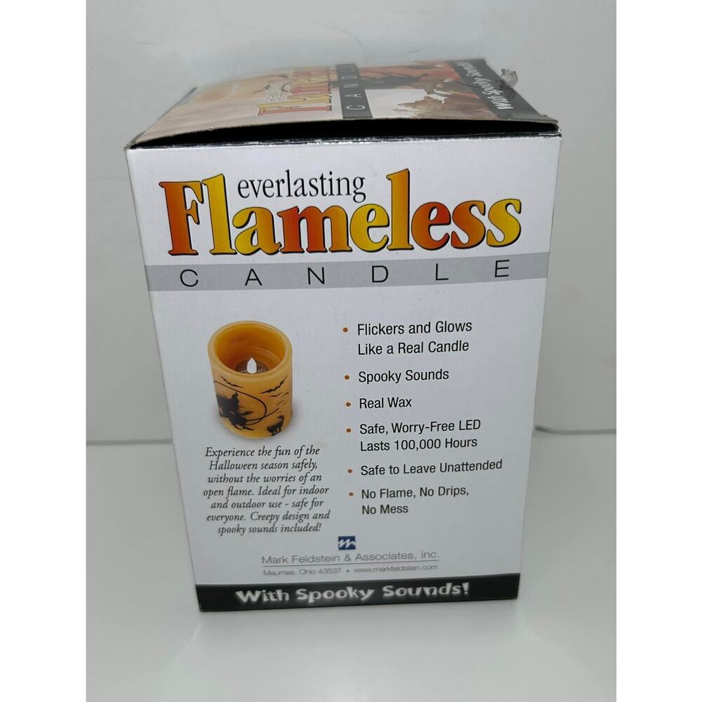 Everlasting Halloween Witch LED Flameless Flickering Wax Candle w /spooky sounds - Picture 8 of 8